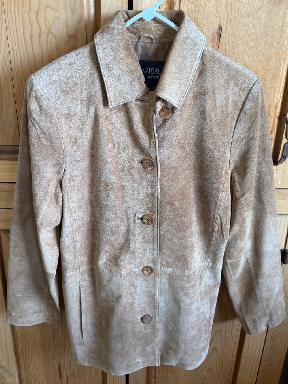 Bernardo Tan Suede Button-Front Jacket